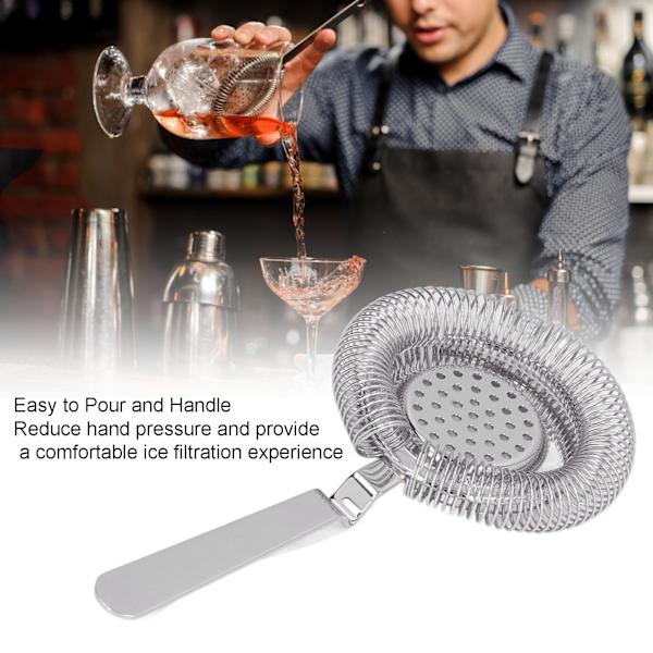 Bar Strainer Fin Silning Professionel Rustfrit Stål Cocktail Strainer til Bartending Restaurant Fest Sølv
