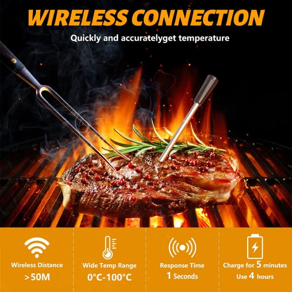 Trådløst kødtermometer Bluetooth-forbindelse og IPX7 vandtæt Perfekt grilltilbehør
