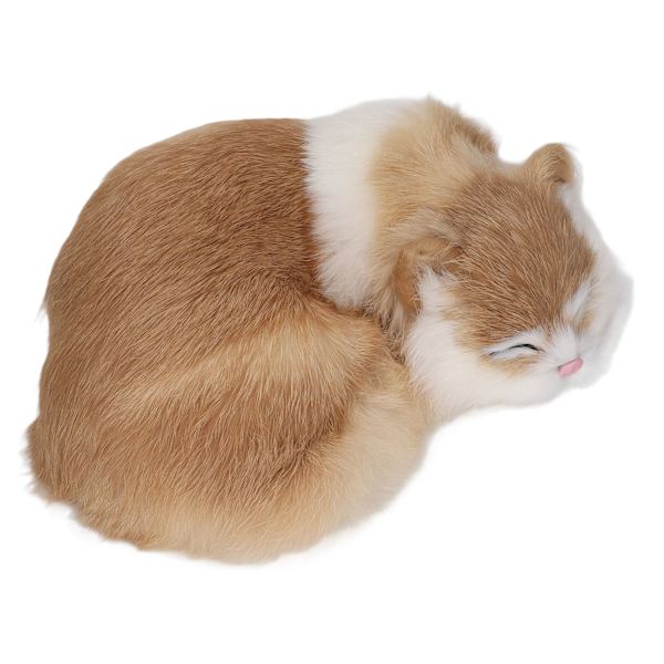 Pels sovende kat figur realistisk simulation fluffy dekorative plys sovende kat model til hjemmekontor