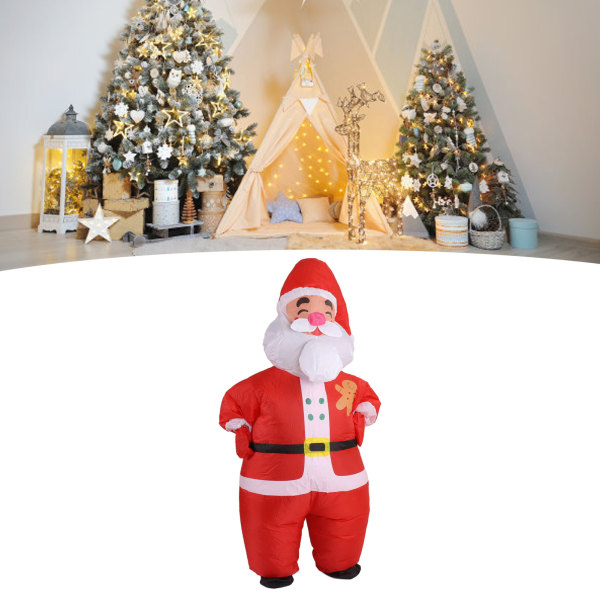 Uppblåsbar juldräkt Rolig Blow Up Julfest dockadräkt för 150‑190 cm vuxen Cosplay Big Head Santa