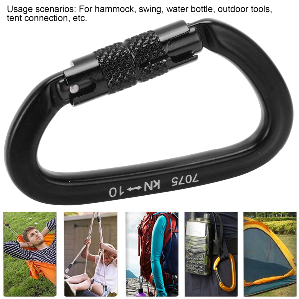 Aluminium Auto Locking Klättring Karabiner Klipp Twist Lock DRing Klippkrok för Vandring (Svart Nr 8 Auto Locking Karabiner)