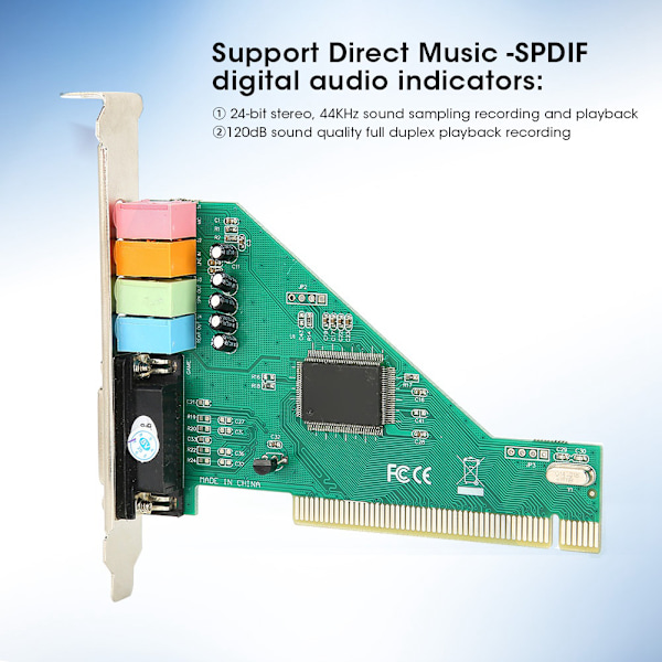 PCI-lydkort, 4.1-kanal til computer, stationær, intern lydkort, stereo-surround, CMI8738