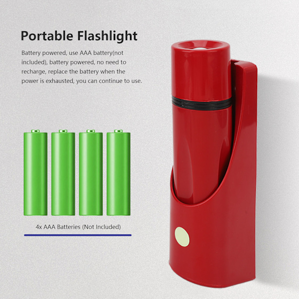 LED-ficklampa väggmonterad hög ljusstyrka batteridriven liten nödficklampa för hotell hem röd