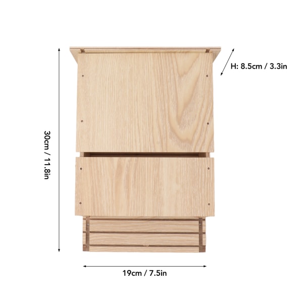 Utendørs flaggermuskasse i tre med ett etasjer, flaggermusbolig for hage