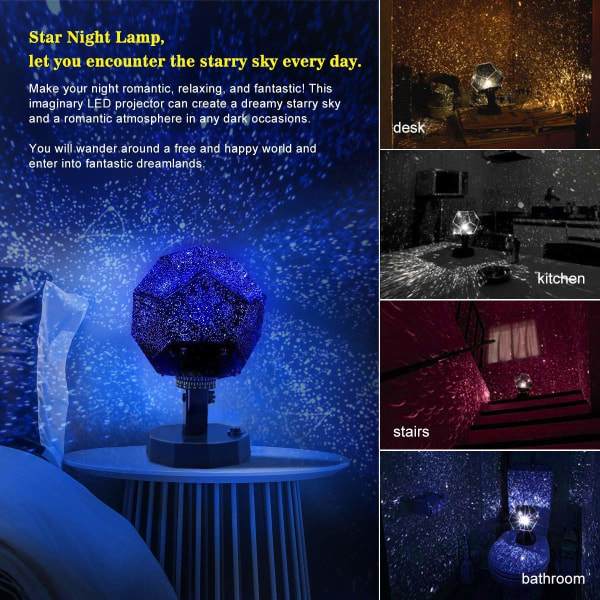 DIY Science Sky Projektion Nattelys Projektorlampe, Phantom Star Projektor Nattelampe med 5 FARVER til Børn Voksne Soveværelse