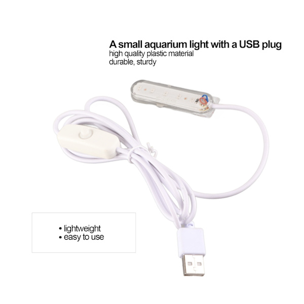 USB Liten Akvarium Vattenväxt Ljus Lätt Automatisk Reptil Tank LED-lampor med USB-kontakt för Fisk Tank Akvarium
