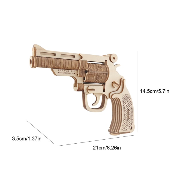 3D-puinen palapelilelu DIY-käsintehty revolveri malli Lapsi Lapsi Woodcraft-kokoonpanosarja