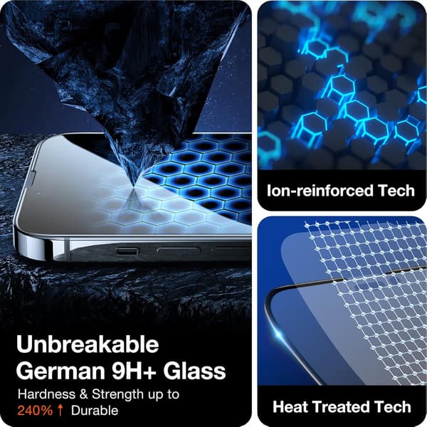 Härdat glas helskärm för iPhone 15 Pro, 2-pack