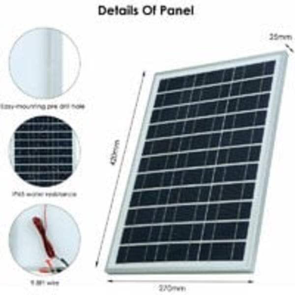 Højeffektivt polykrystallinsk solpanel-sæt 60W DC5/18V IP65 Vandtæt med 1 DC Alligator Clip Output-kabel/1 bærbar modelbiloplader Plus