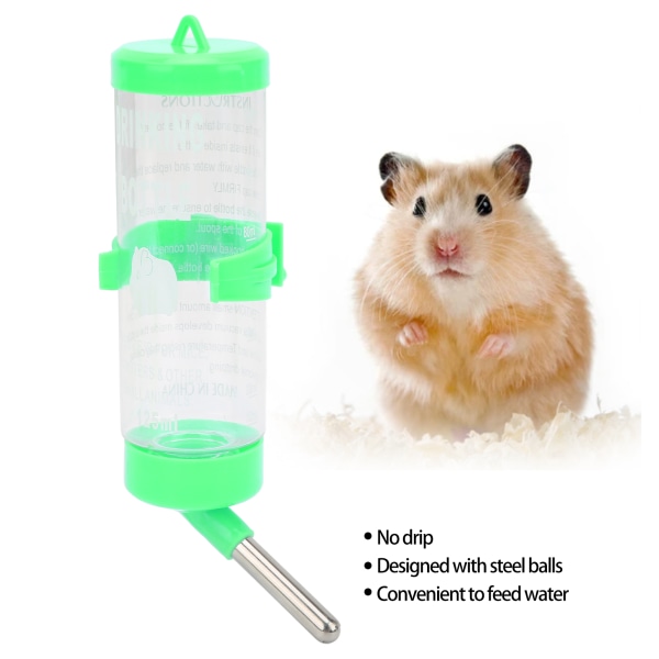 Hamsterin automaattinen vesipullon annostelija, ei tiputa, hamsterin juoma-automaatti pienille eläimille, vihreä 125 ml