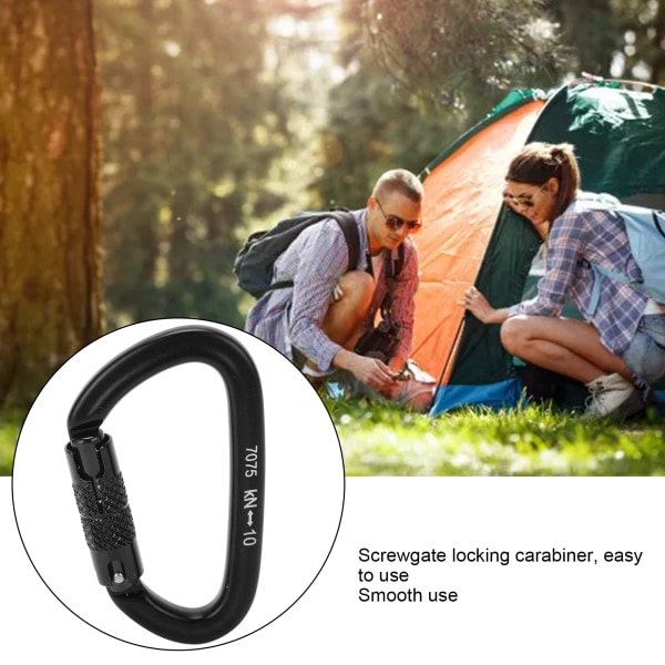 Aluminium Auto Locking Klättring Karabiner Klipp Twist Lock DRing Klippkrok för Vandring (Svart Nr 8 Auto Locking Karabiner)