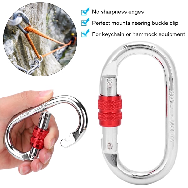 2PCS 25KN Krombelagd Bergsklättring O Säkerhetskrok Utomhus Klippklättring Karabinhake Spänne