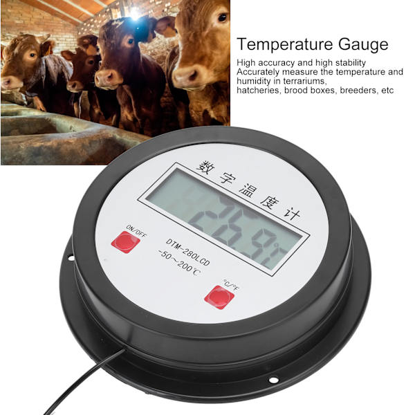 Digitalt termometer Auto temperaturmåler Sensor med probe til fiskebeholder akvarium
