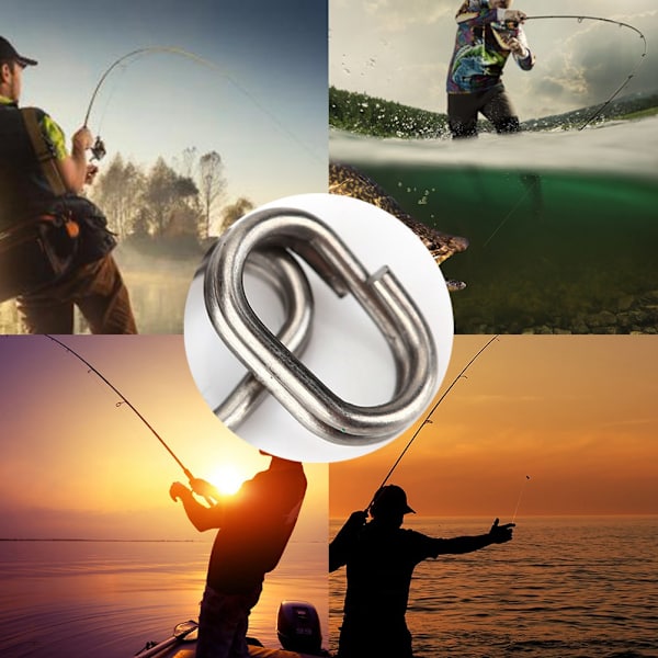 100 stk rustfritt stål ovale splittringer svirvel snap fiskeutstyr kobling (6x10mm)