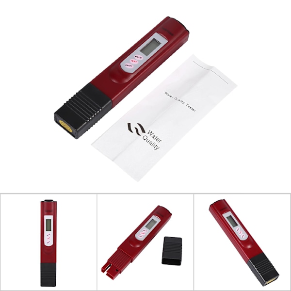 Digital LCD Vattenkvalitet Test Penna Renhet Filter TDS Meter Tester 0-9999 PPM Temp Röd