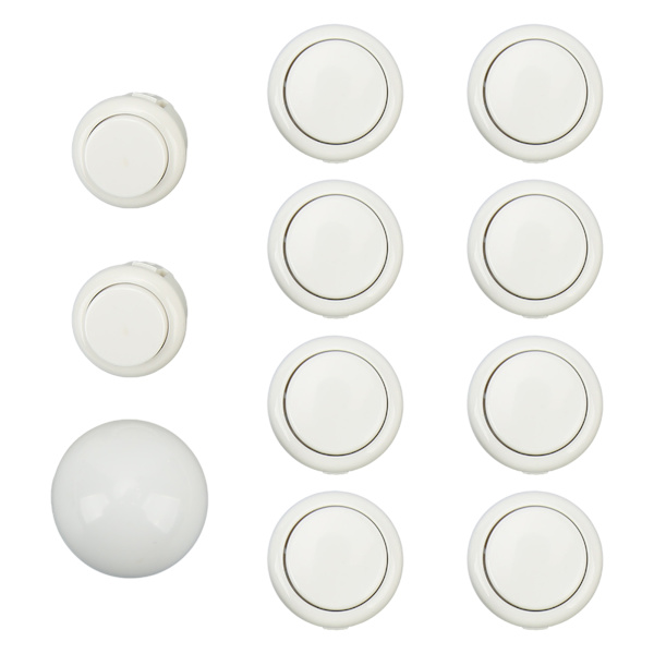 DIY USB-kontroller Dator Rocker Oval Boll Joysticks med Kontrollchip för Arkadspel Vit
