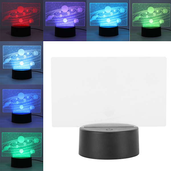3D-pohjalamppu, universaali aurinkokuntakuvio, värikäs LED-yövalo, USB, lapsille, syntymäpäivälahja, loma