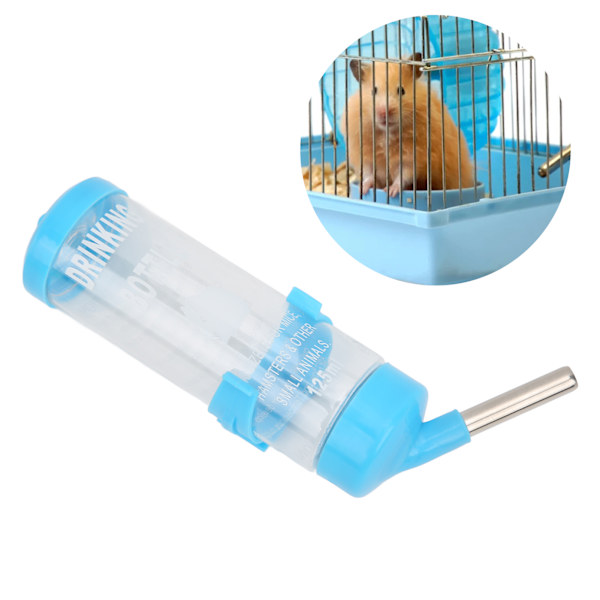 Hamster Vattenflaska Dispenser Automatisk Droppfri Hamster Dricksfontän för Smådjur Blå 125ML