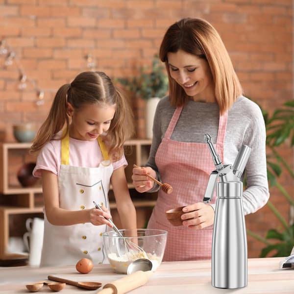 500 ml aluminium flødedispenser flødesifon med 3 dekorationsdyser i rustfrit stål og 1 rengøringsbørste