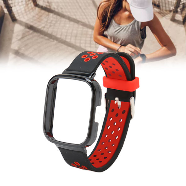 2 i 1 klockarmband för Redmi Watch 3 Snabbkoppling Mjukt Silikon Svettåligt Smartwatch Armband Svart Röd