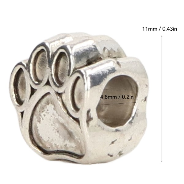 20 st Tassavtrycksmellanpärlor Antik Silver Europeisk Stil Zinklegering Söta Pärlor för Armband DIY Smycken