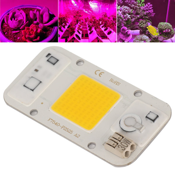 220V Høytrykks Fri Drift Lyskilde 30W LED Chip Integrert Lampeperle for Plantevekstlys Varmt Lys