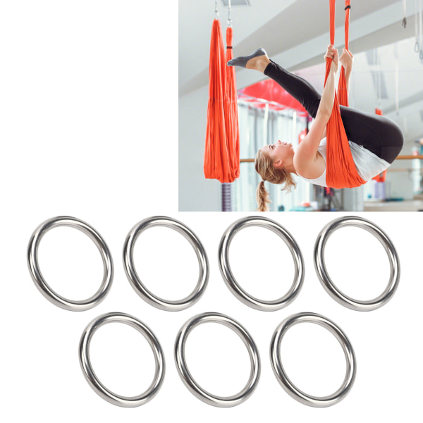 7 st 304 rostfritt stål metall O-ring Vattentät Rostbeständig sömlös svetsad rund O-ring för Fitness Hoops Yogaringar 7x50MM