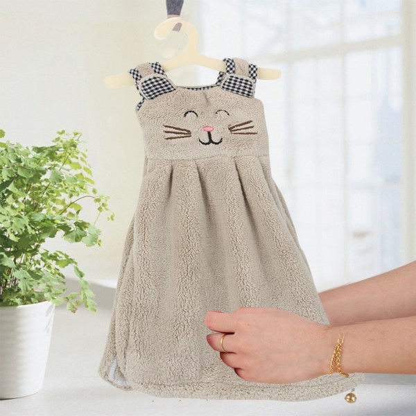 Klänningstil Söt kattmönster Absorberande hängande handduk med
