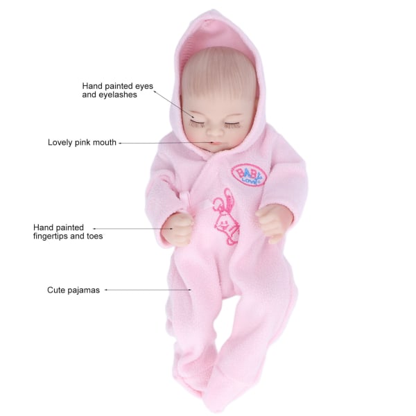 10 tommers Reborn Dolls Myk Silikon Delikat Ansiktsdetaljer Vaskbar Livaktig Baby Doll Toy med PyjamasRosa