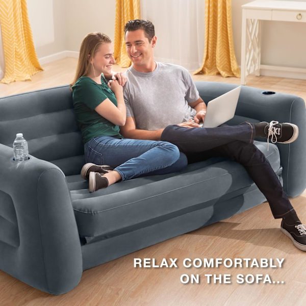 Intex Pull Out Oppustelig Seng Serie Oppustelig Sofa Dobbelt Tyk Lænestol Dovne Sofaseng Foldbar Oppustelig Flocking Sofa