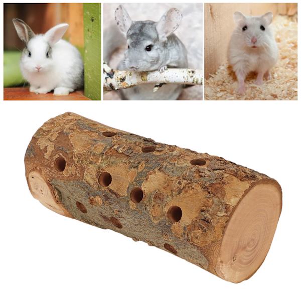 Hamster Log Tuggleksak Naturligt Säkert Molar Bite Resistent Papegoja Trä Stående Pinne för Smådjur L