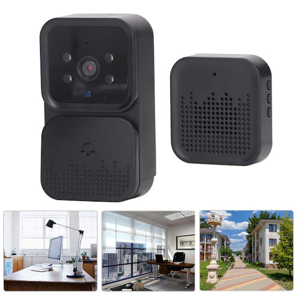 Wifi Dörrklocka Kamera HD Infraröd Nattvision Övervakning Trådlös Videodörrklocka Kamera Svart