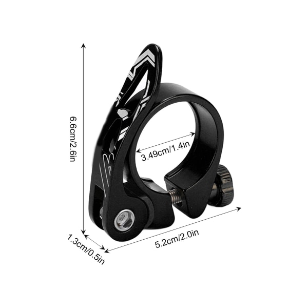 BOLANY MTB Cykelsadelpind Klemme Hurtigudløsning Aluminiumlegering Cykelsadelpind Montering 34.9mmSort