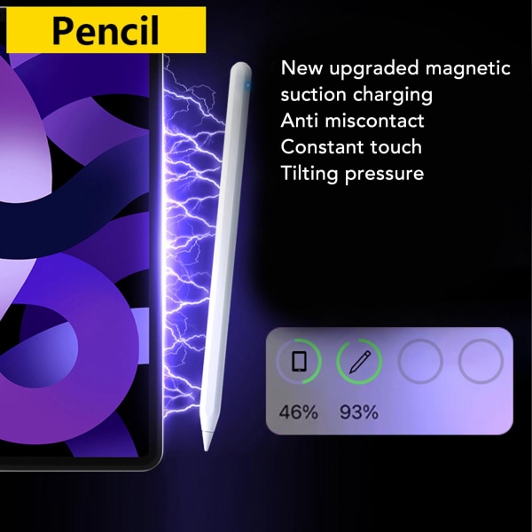 Berøringsskjerm Styluspenn Trådløs Lading Kapasitiv Styluspenn med Pen Tip for IOS Tablet