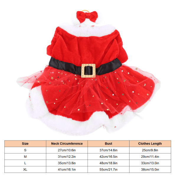 Rolig söt jultomte hund katt jul kläder med rosett huvudbonad för jul tema fest cosplay XL