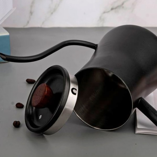 Kaffe- och tekanna i rostfritt stål med gåshals, 600 ml