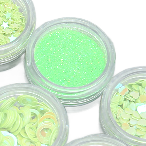 12 rutnät glitter set handgjorda DIY nagelkonst glitter set dekaler 3D nagelkonst dekorationer grönt