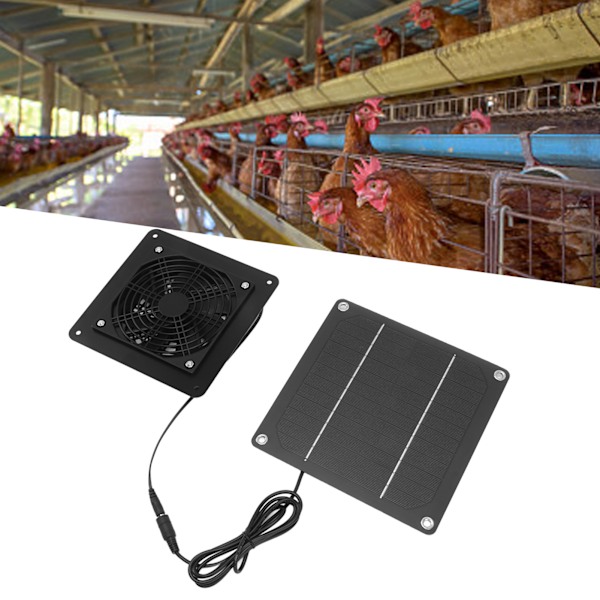 10W solpanel fläktkit höghastighets solpanel driven fläkt med 150cm kabelskyddsnät för husdjur växthus