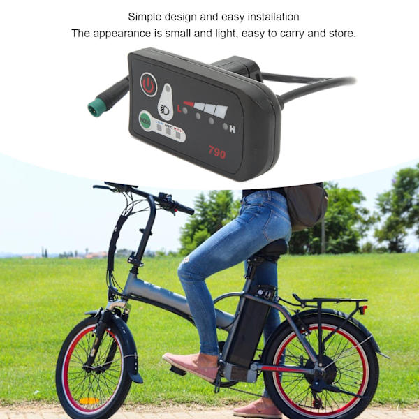 Elektrisk cykel LED-strömindikatorpanel Elektrisk cykelmodifieringsdisplaymätare med vattentät 5P-hane för 22,2 mm styre 24V
