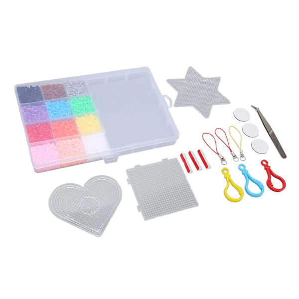 Børns Fuse Beads Kit 2.6mm 12 Farver Quadrate Hjerte Hexagonale Gennemsigtige Plader DIY Perler Håndværk Legetøj