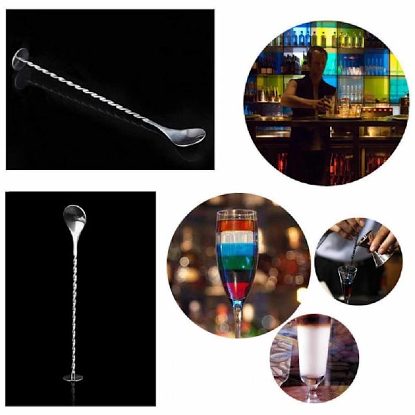Rustfrit stål gevindstang ske swizzle stick kaffe cocktail mojito vin skeer barware bartender værktøjer