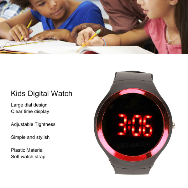 Børns digitale ur, moderigtigt rødt LED-sportsur til udendørs brug, fødselsdagsgave til daglig brug, rød