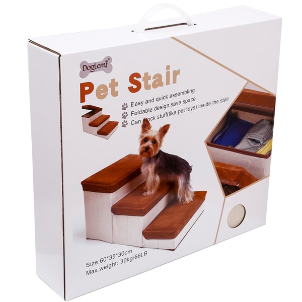 Hunde trappe foldbar blød elastisk stor kapacitet 3 opbevaringsboks hvalp klatring trin trappe til høj seng sofa grå