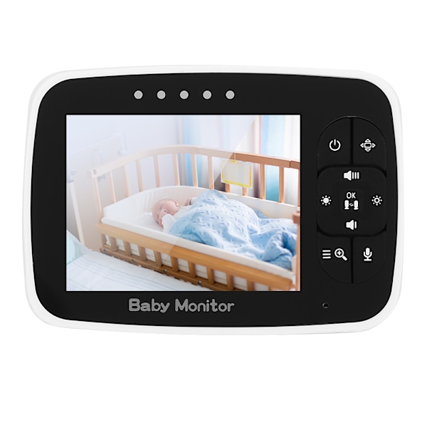 3,5 tommer PTZ Zoom Baby Monitor med 2-vejs Intercom, Temperaturmåling, Nattesyn, Vuggeviser, EU 100-240V