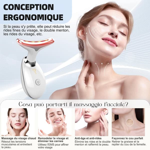 Rypistymistä ehkäisevä kasvohoitolaite 3 tilalla EMS Gua Sha 7 väriä lämmitettävä 45C