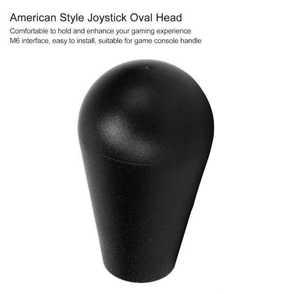 Joystick-pallopää M6 American Style Oval Game Rocker -kahva Gaming-lisävaruste Musta