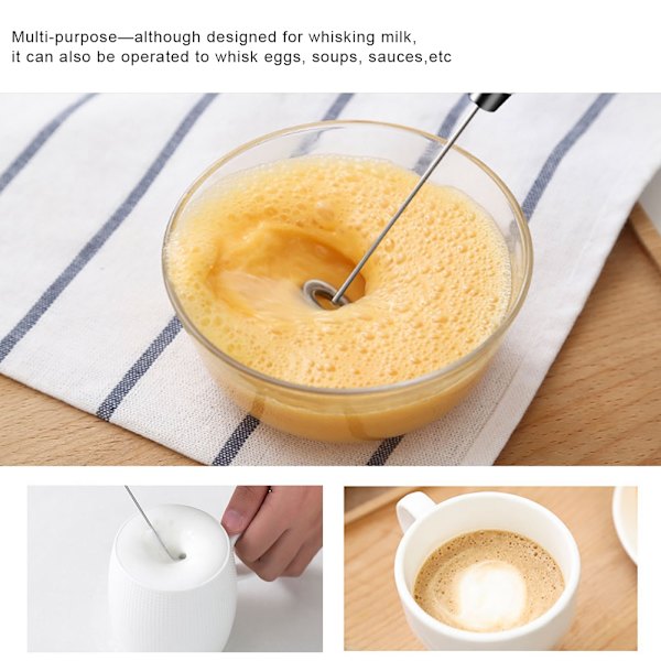 Håndholdt melkeskummer elektrisk skumprodusent for kaffe latte egg drikkeblander (sølv)