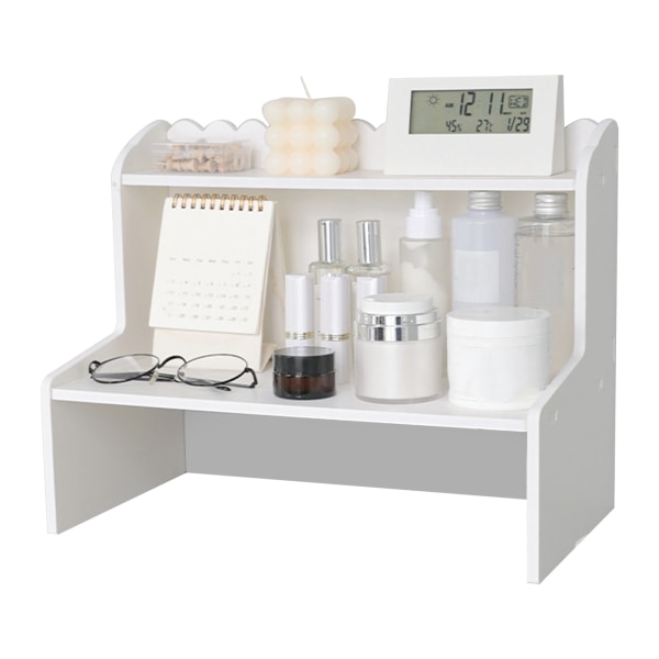 Skrivbord i trä, displayhylla, skrivbord, flerlagers förvaringsställ, minidiskbänk, kosmetikaorganisatör M