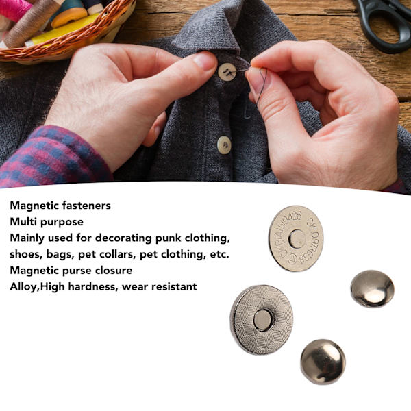 50 sæt magnetiske knaplåse 18x2mm tynde højhårdhedslegerings magnetiske lukninger pung hardware til tøj sølv sort