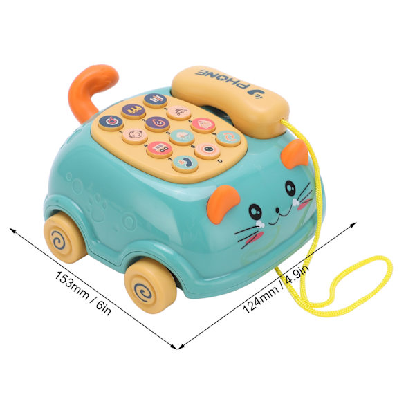 Barn söt mobiltelefon leksak 16 olika funktioner barn simulering katt telefon bilgrön